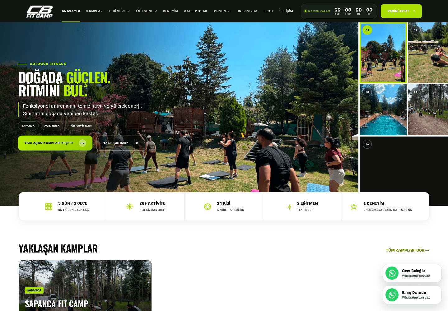 CB Fit Camp web sitesi ekran görüntüsü