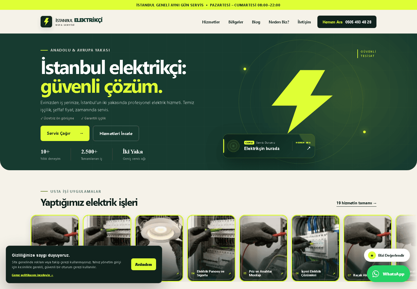 Elektrik İşleri web sitesi ekran görüntüsü